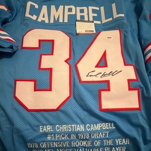 Authentic Houston Oilers autographed Earl Campbell Jersey